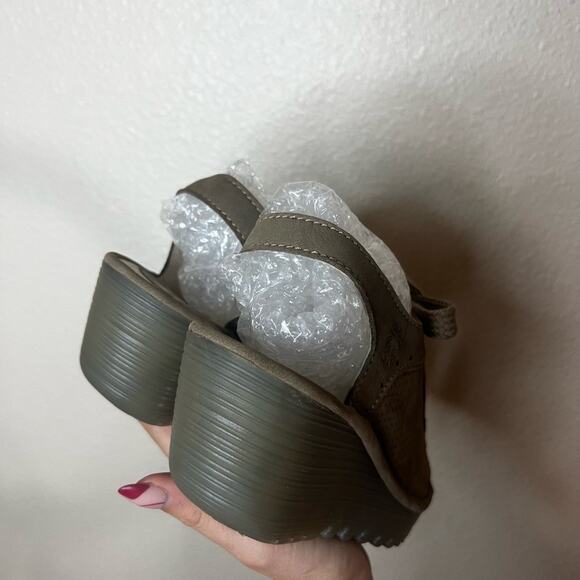 Fly London Yuta Wedge Sandals Taupe Perforated Lace-Up Open Toe 40 / US 9.5-10 - Picture 4 of 8